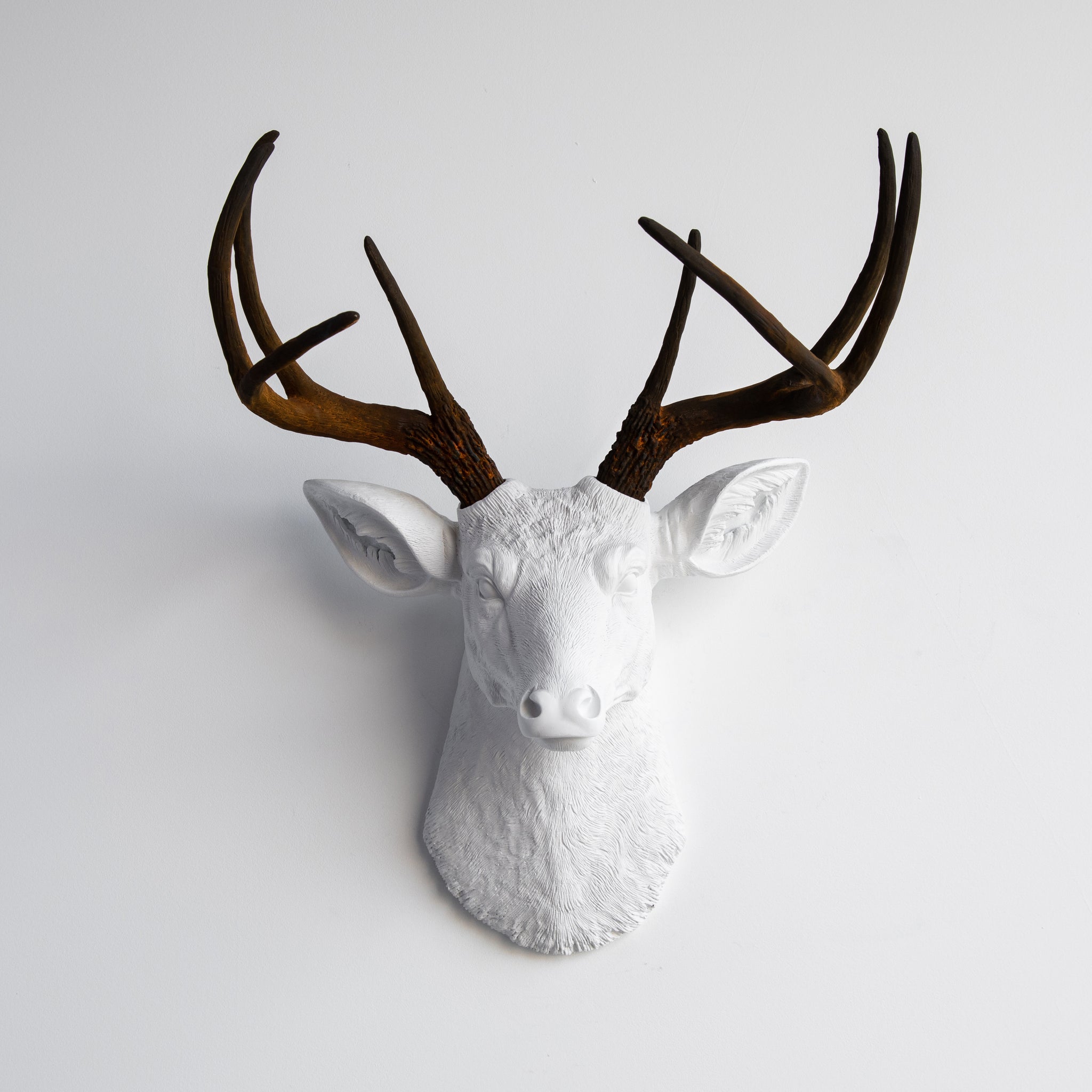 Faux Deer Head Wall Mount // White and Rust