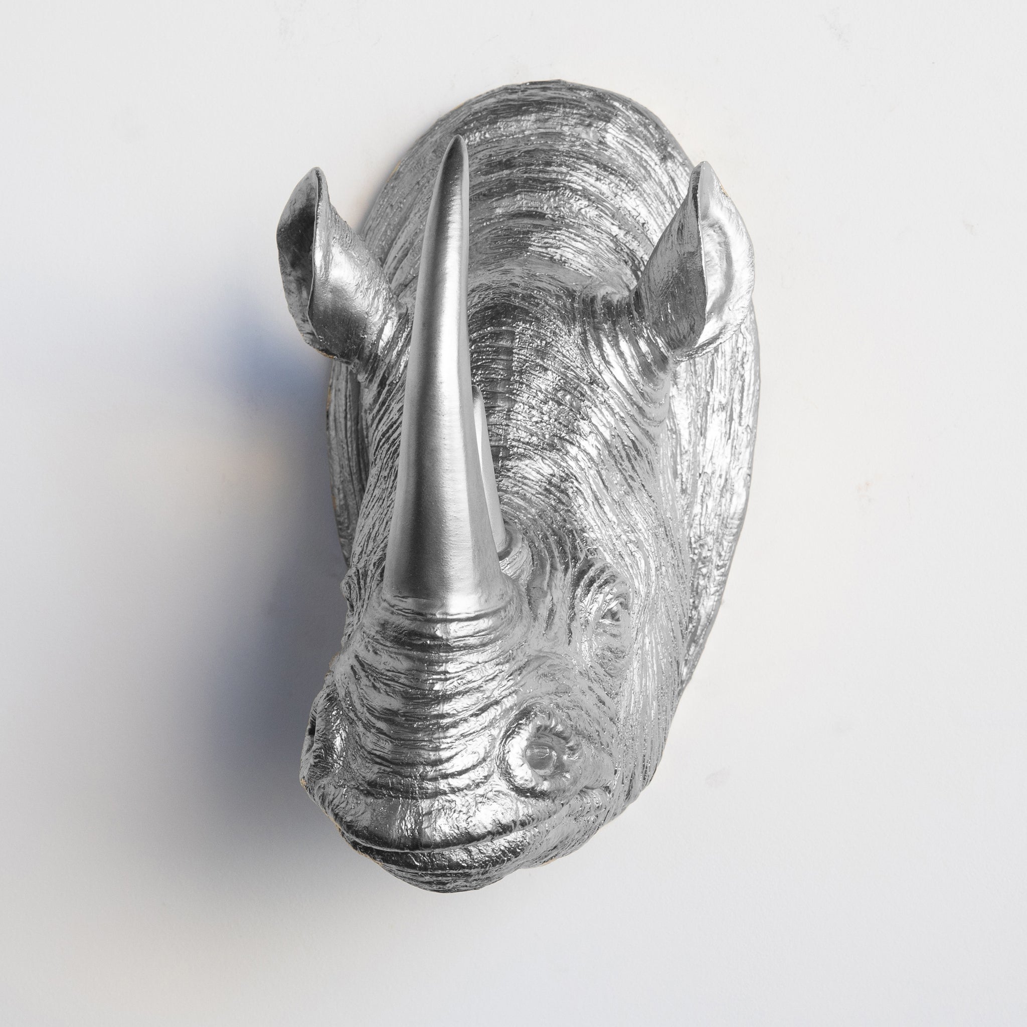 Faux Rhino Head Wall Mount // Silver