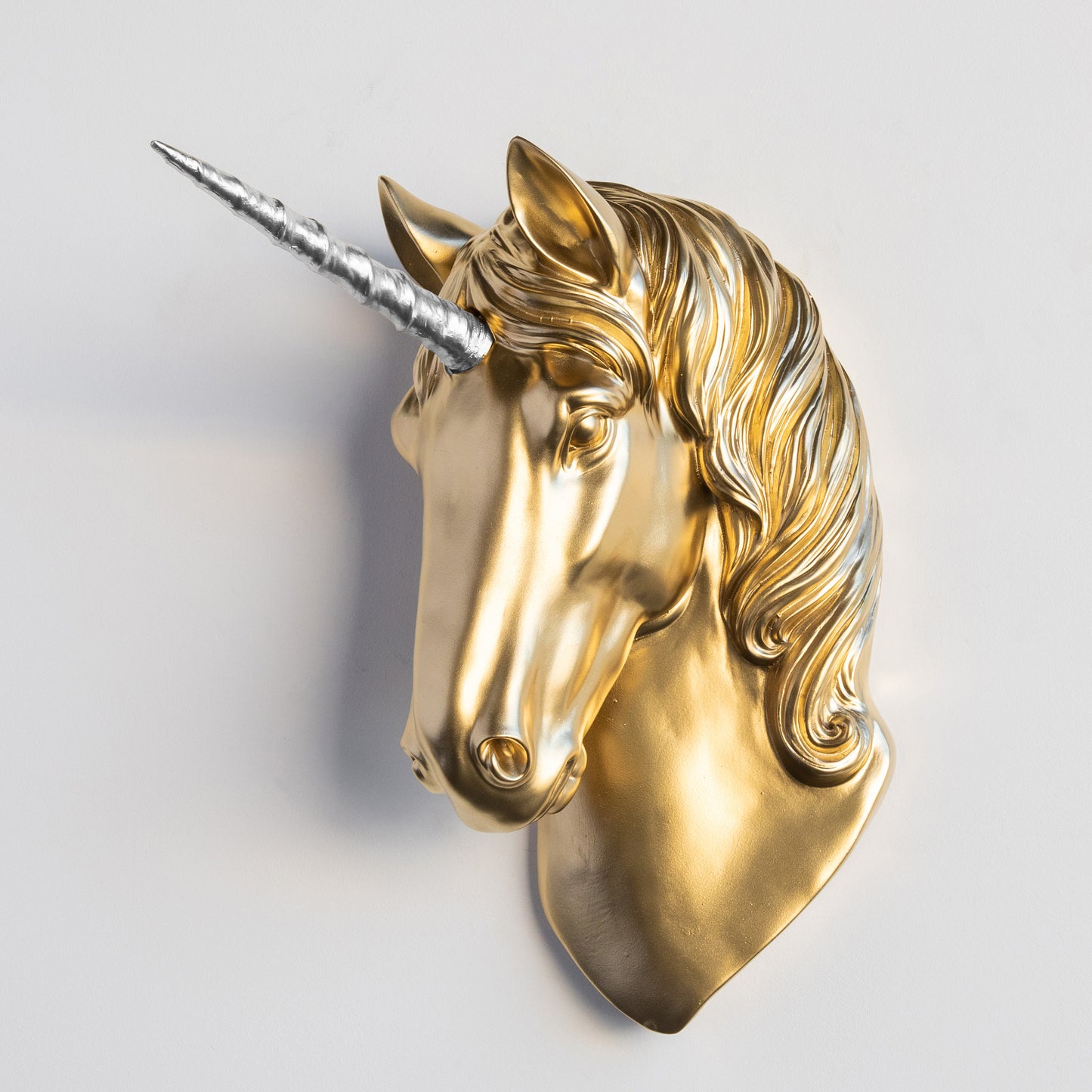 Faux Unicorn Wall Plaque // Gold and Silver