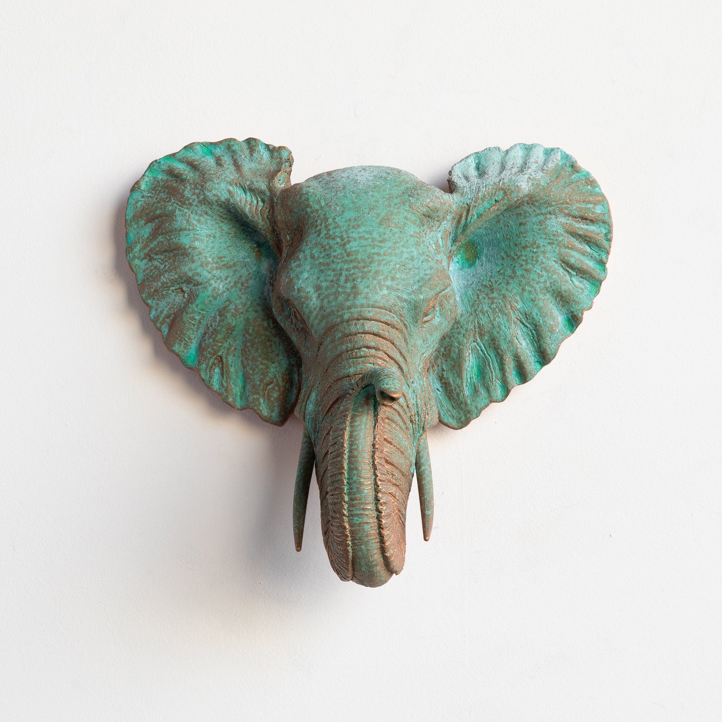 Faux Small Elephant Wall Mount // Copper Patina