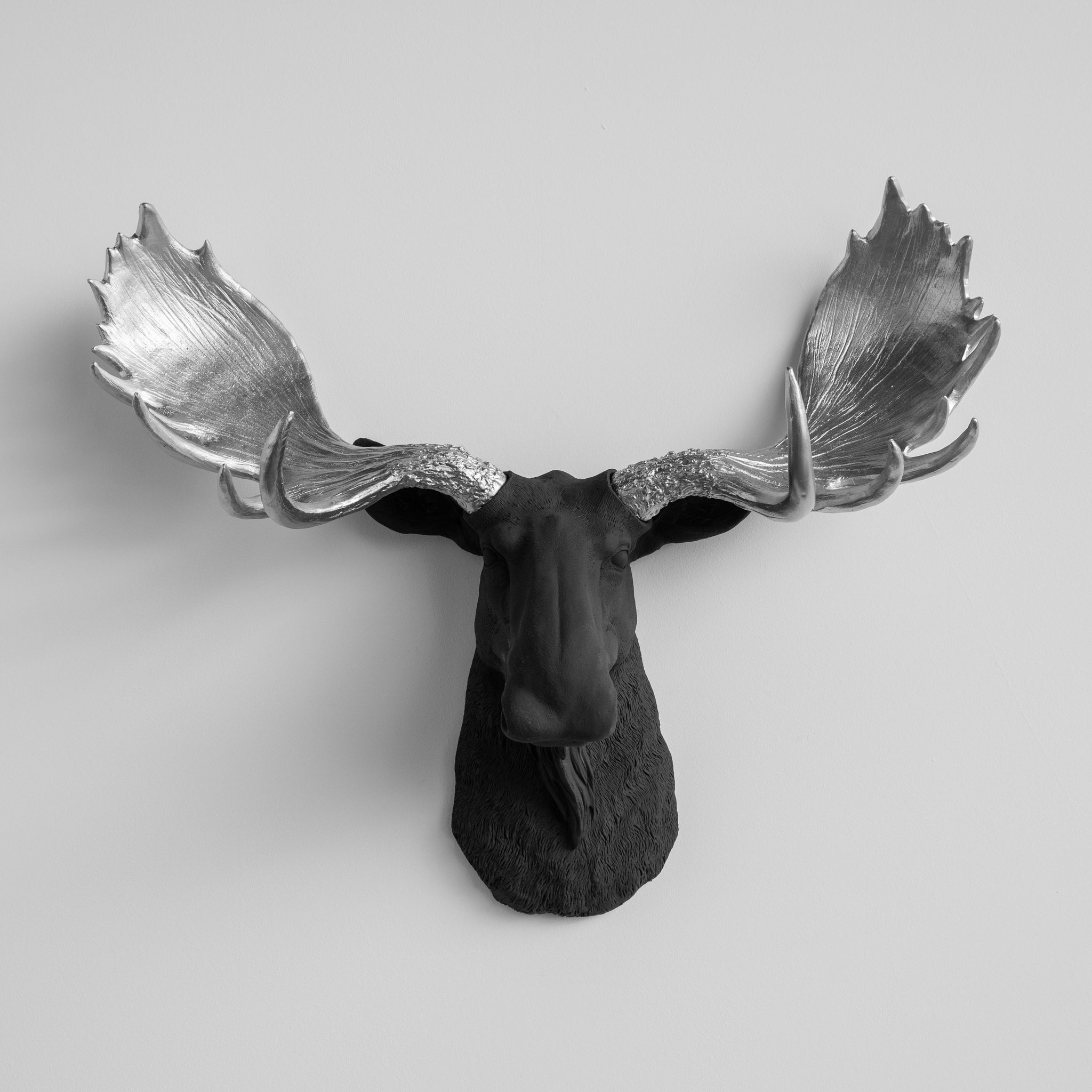 Faux Moose Head Wall Mount // Black and Chrome