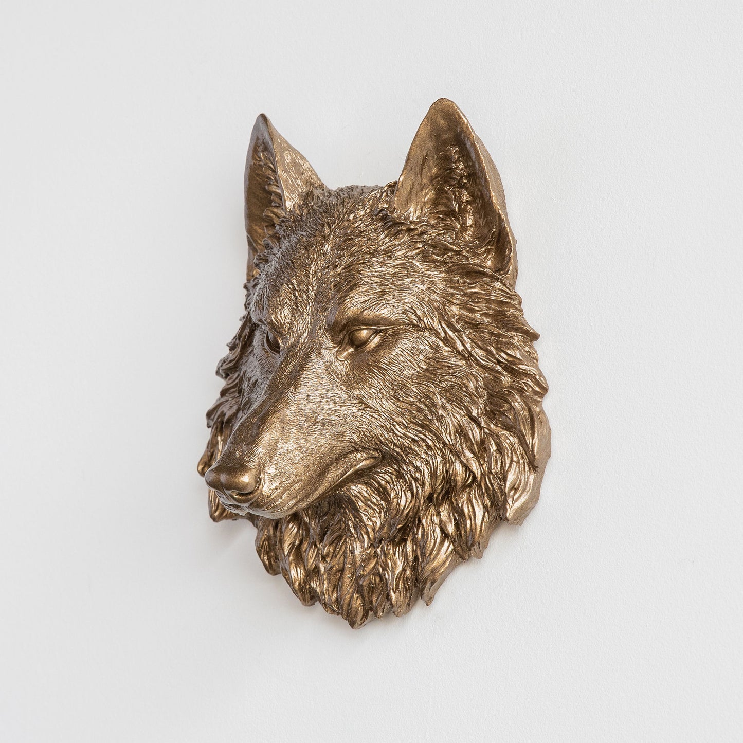 Faux Small Wolf Head Wall Mount // Bronze