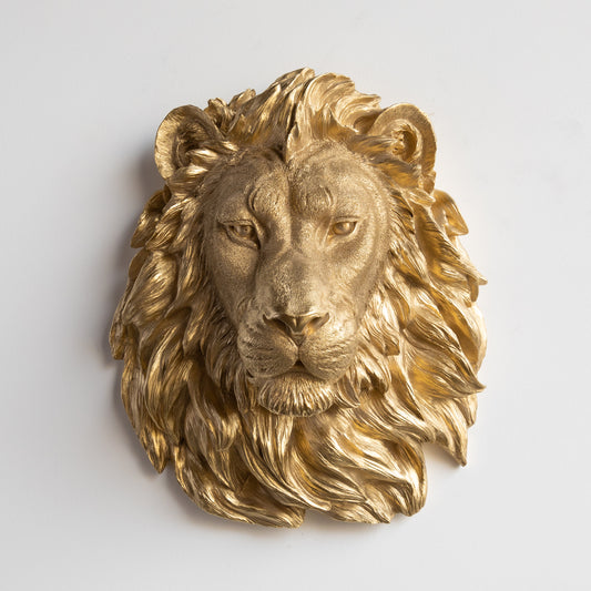 Faux Lion Head Wall Mount // Gold