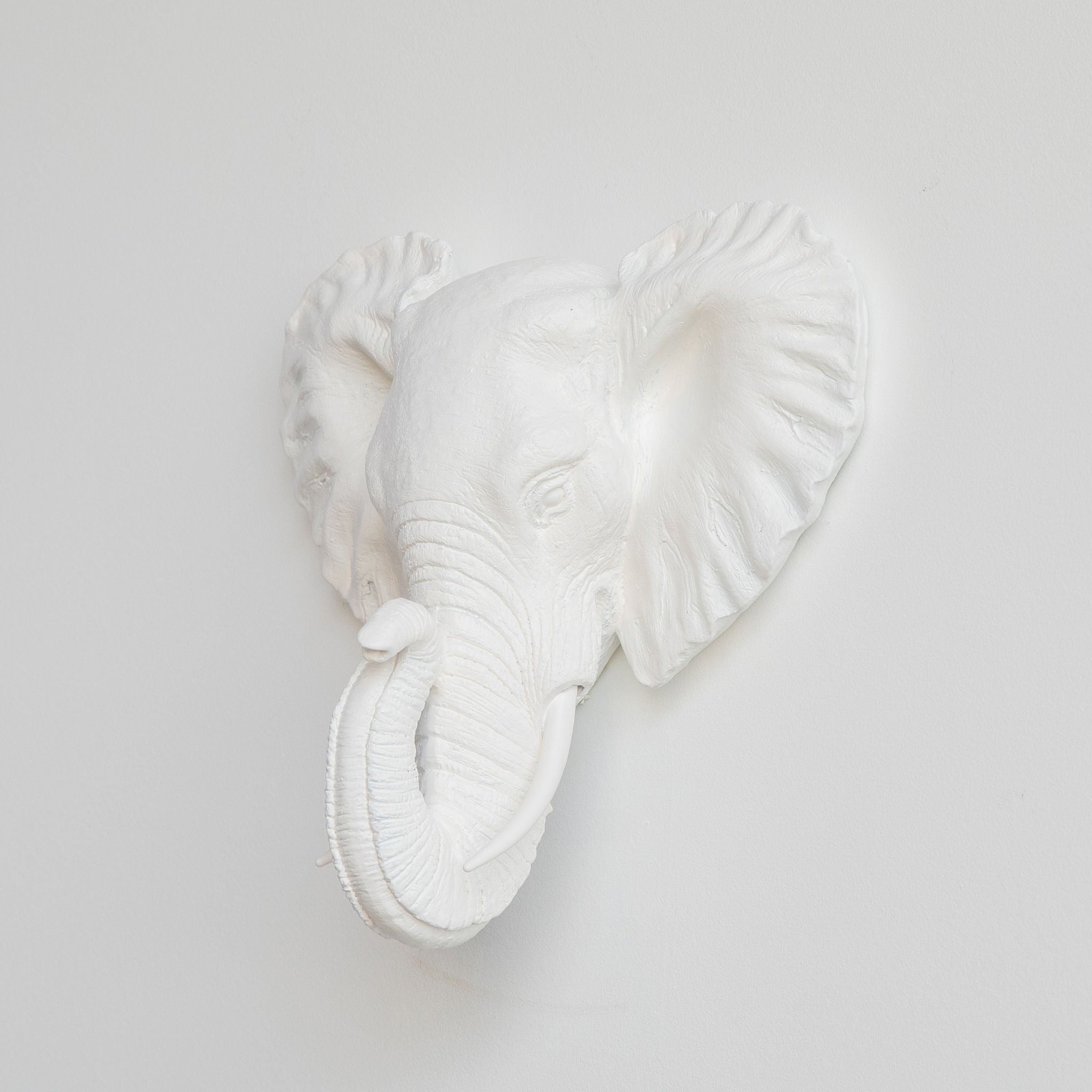 Faux Small Elephant Wall Mount // White