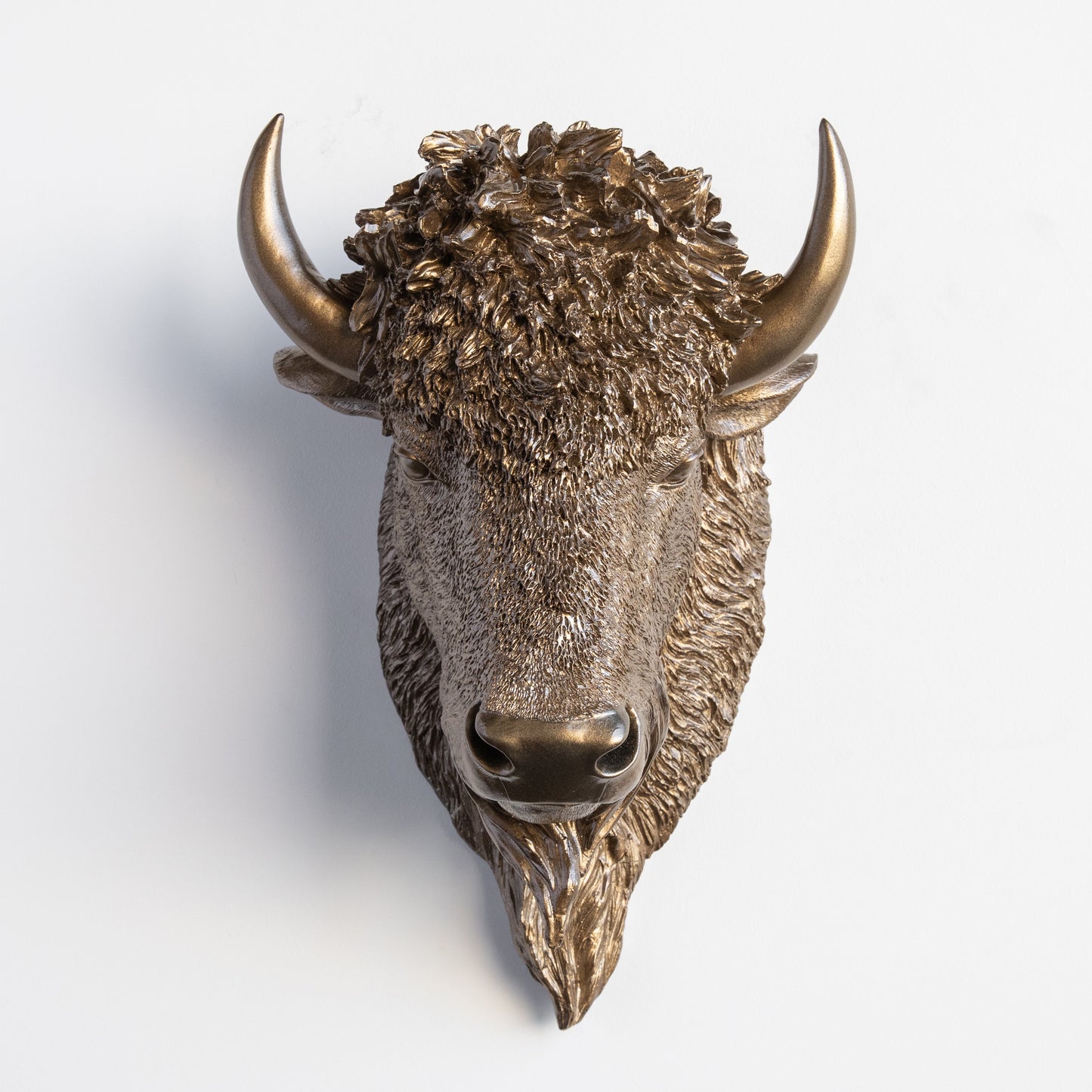 Faux Buffalo Bison Head Wall Mount // Bronze