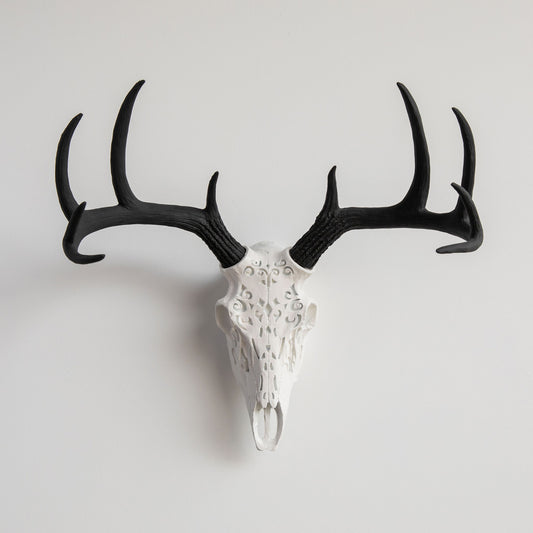 Faux Carved Deer Skull // White and Black