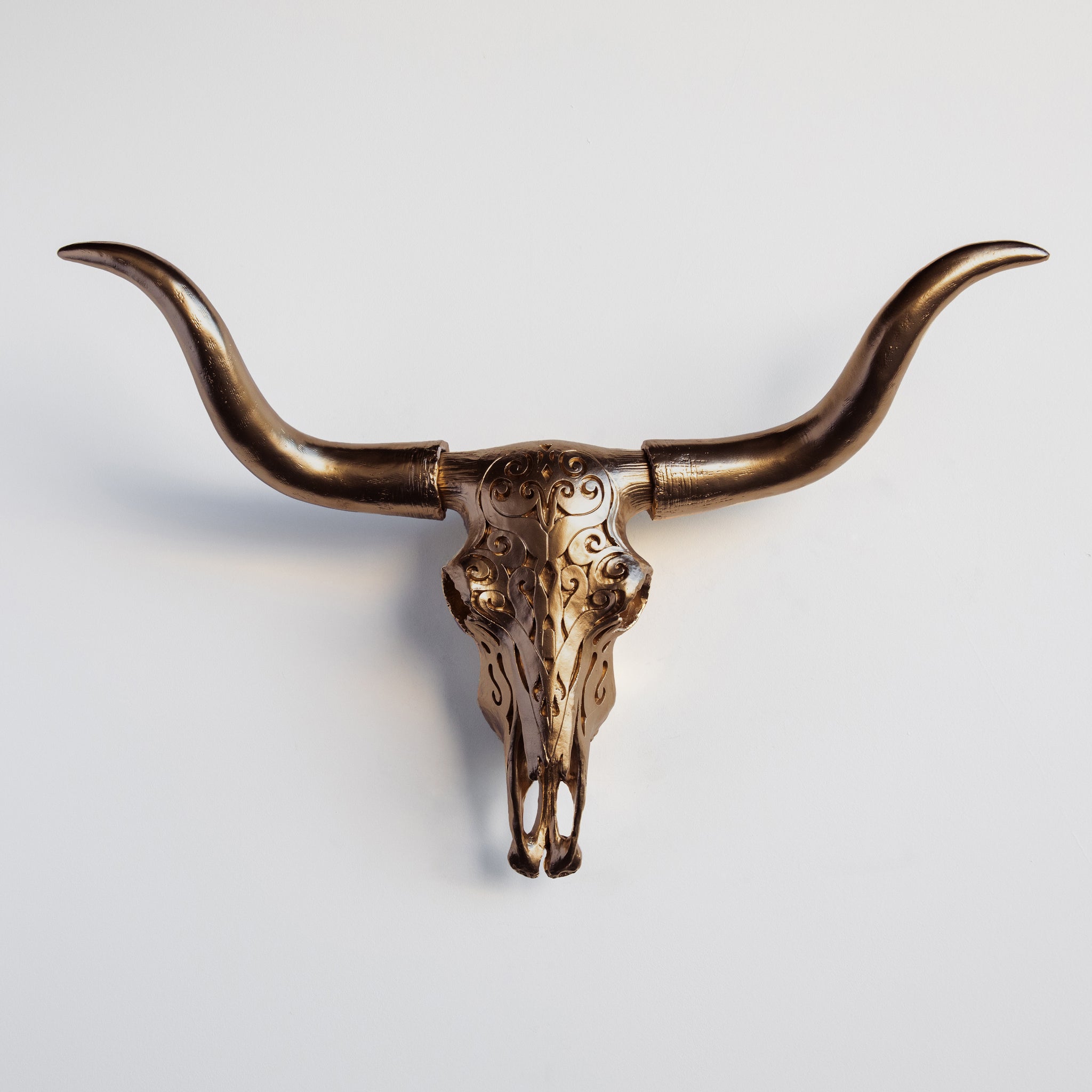 Faux Carved Texas Longhorn Skull // Bronze