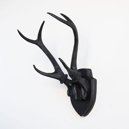Faux Deer Antler Wall Trophy // Black