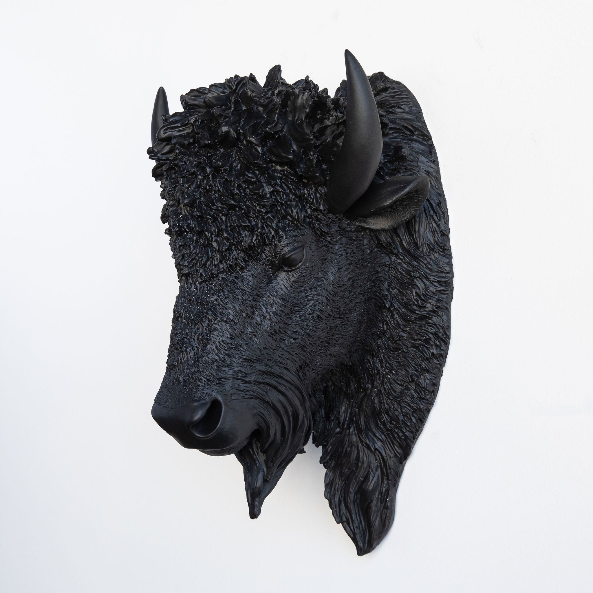 Faux Buffalo Bison Head Wall Mount // Black