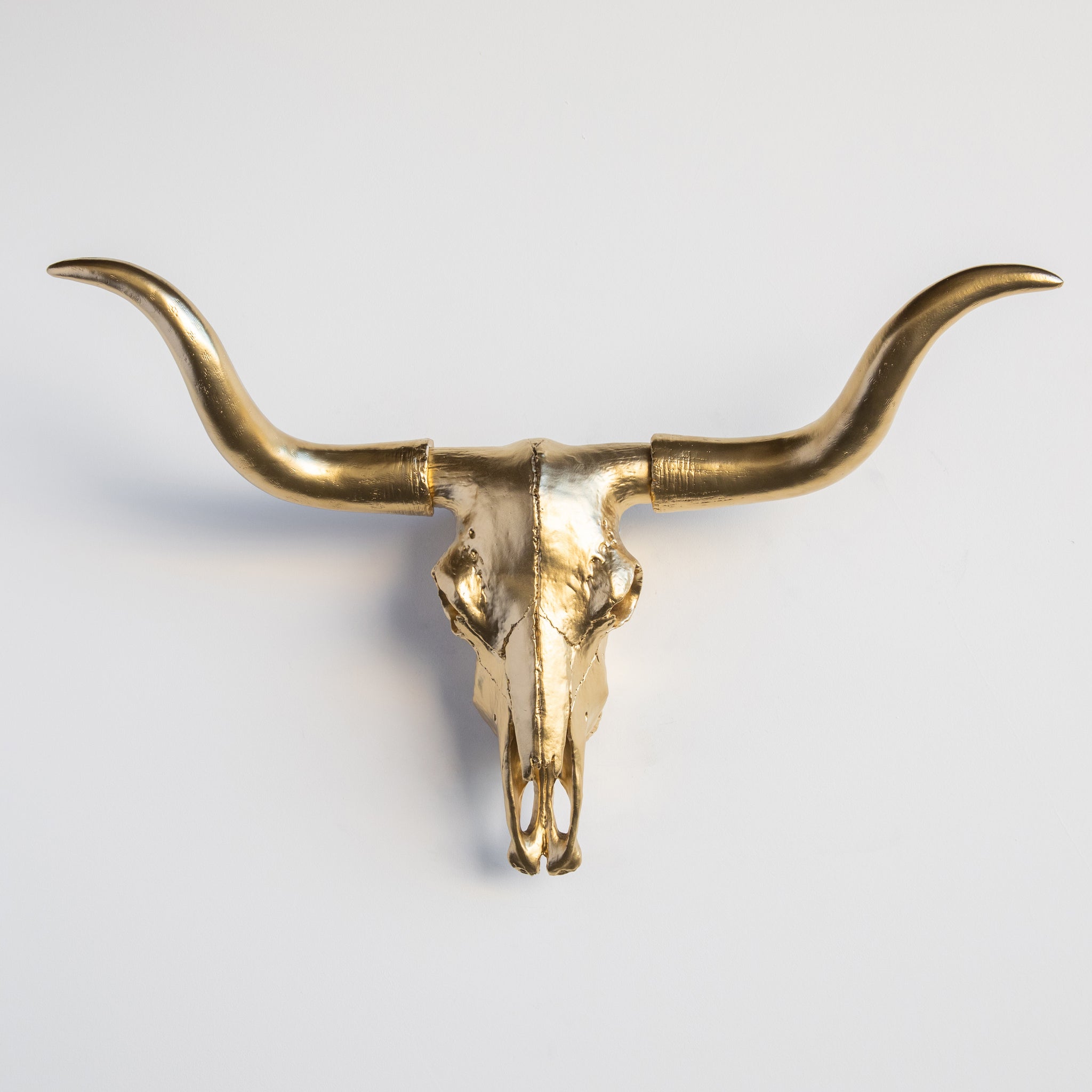 Faux Texas Longhorn Steer Skull Wall Mount // Gold