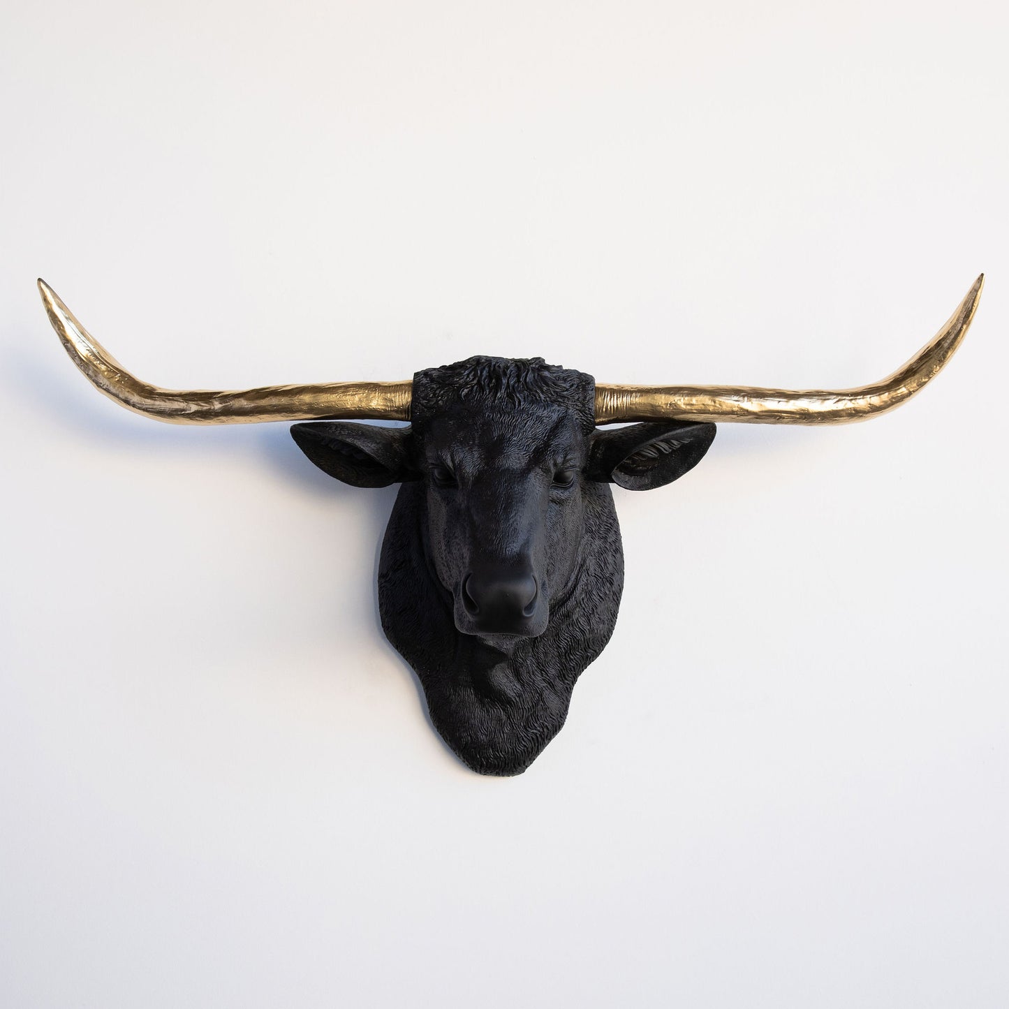 Faux Texas Longhorn Head Wall Mount // Black and Gold