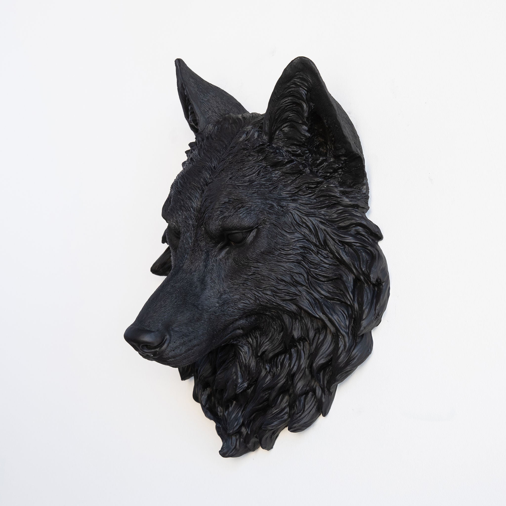 Faux Wolf Head Wall Mount // Black