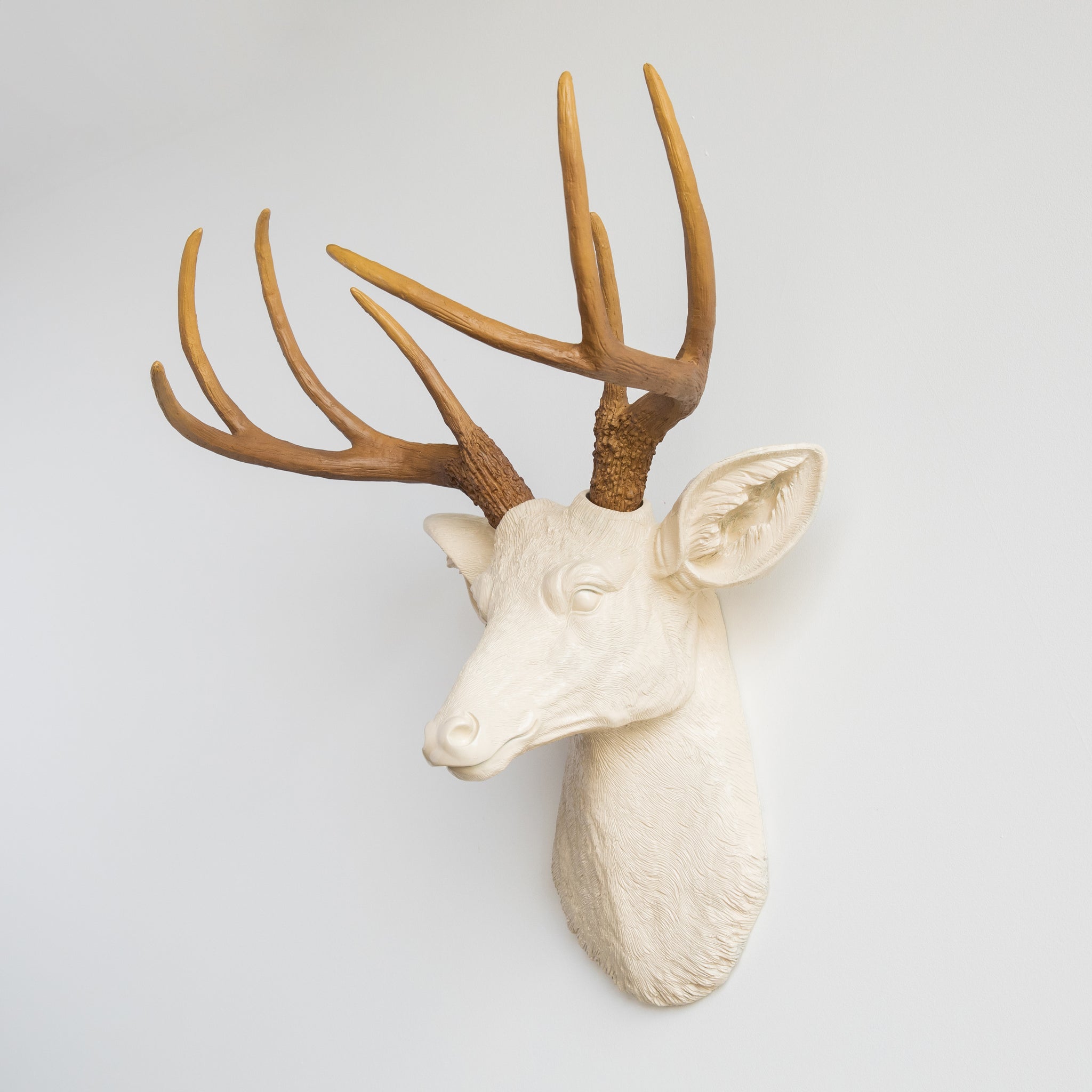 Faux Deer Head Wall Mount // Ivory and Natural