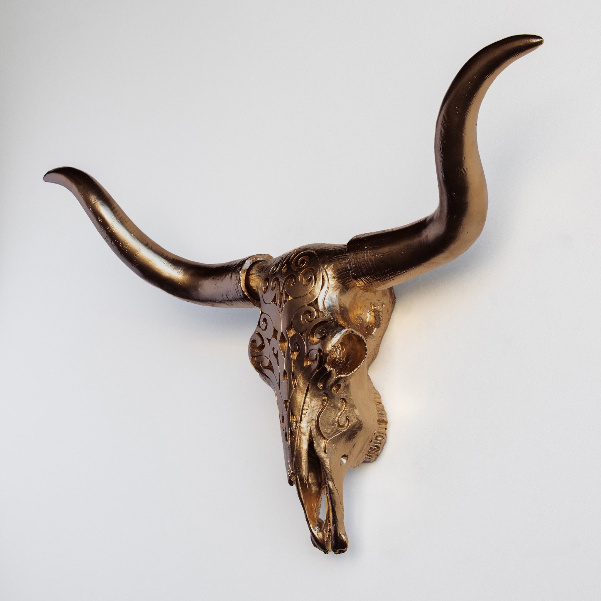 Faux Carved Texas Longhorn Skull // Bronze
