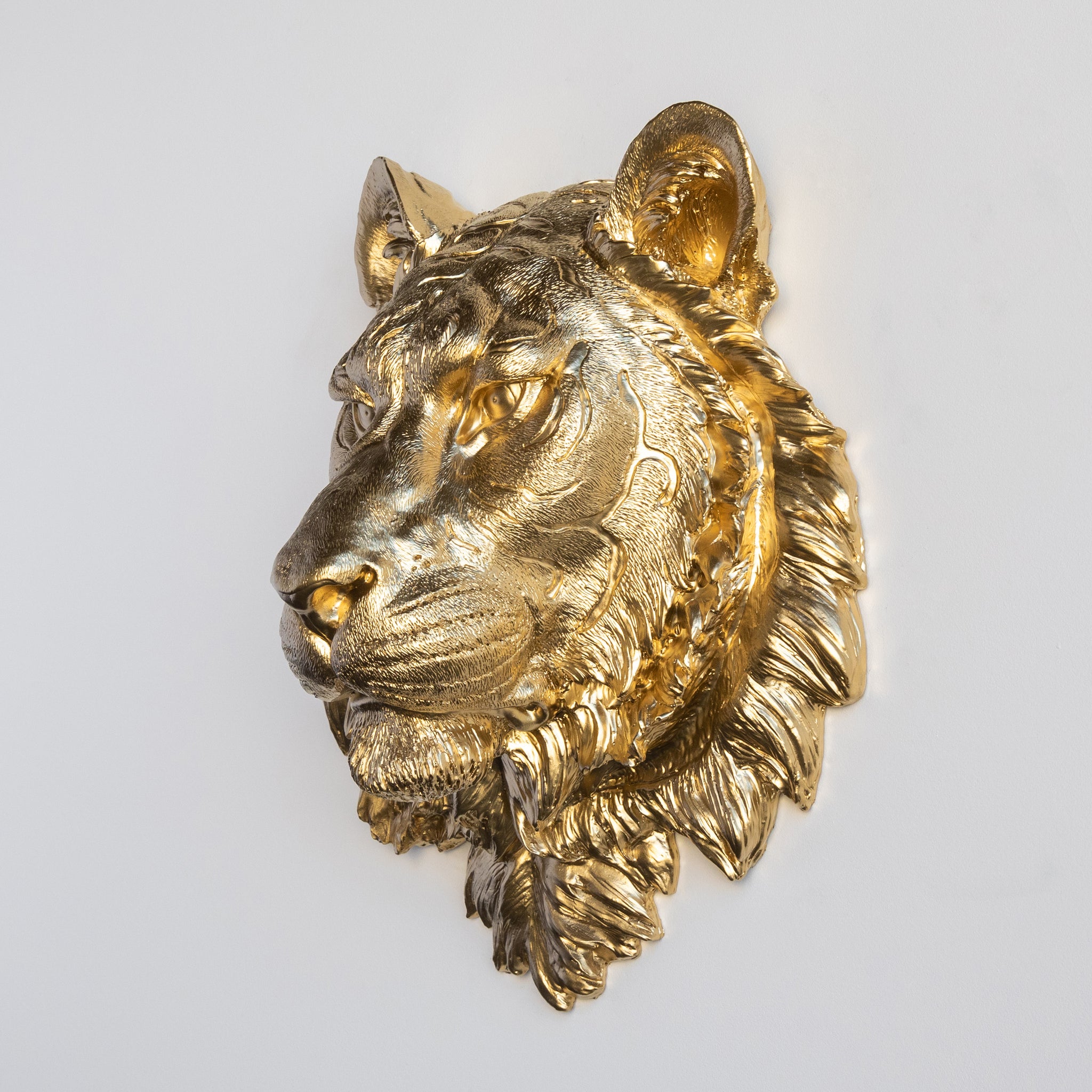 Faux Tiger Head Wall Mount // Gold