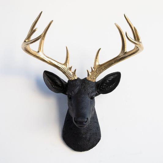 Faux Stag Deer Head Wall Mount // Black and Gold