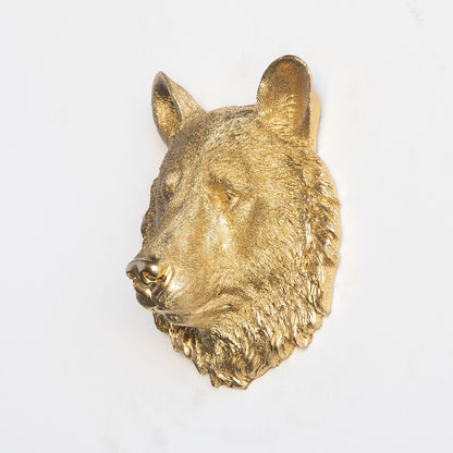 Faux Small Bear Head Wall Mount // Gold