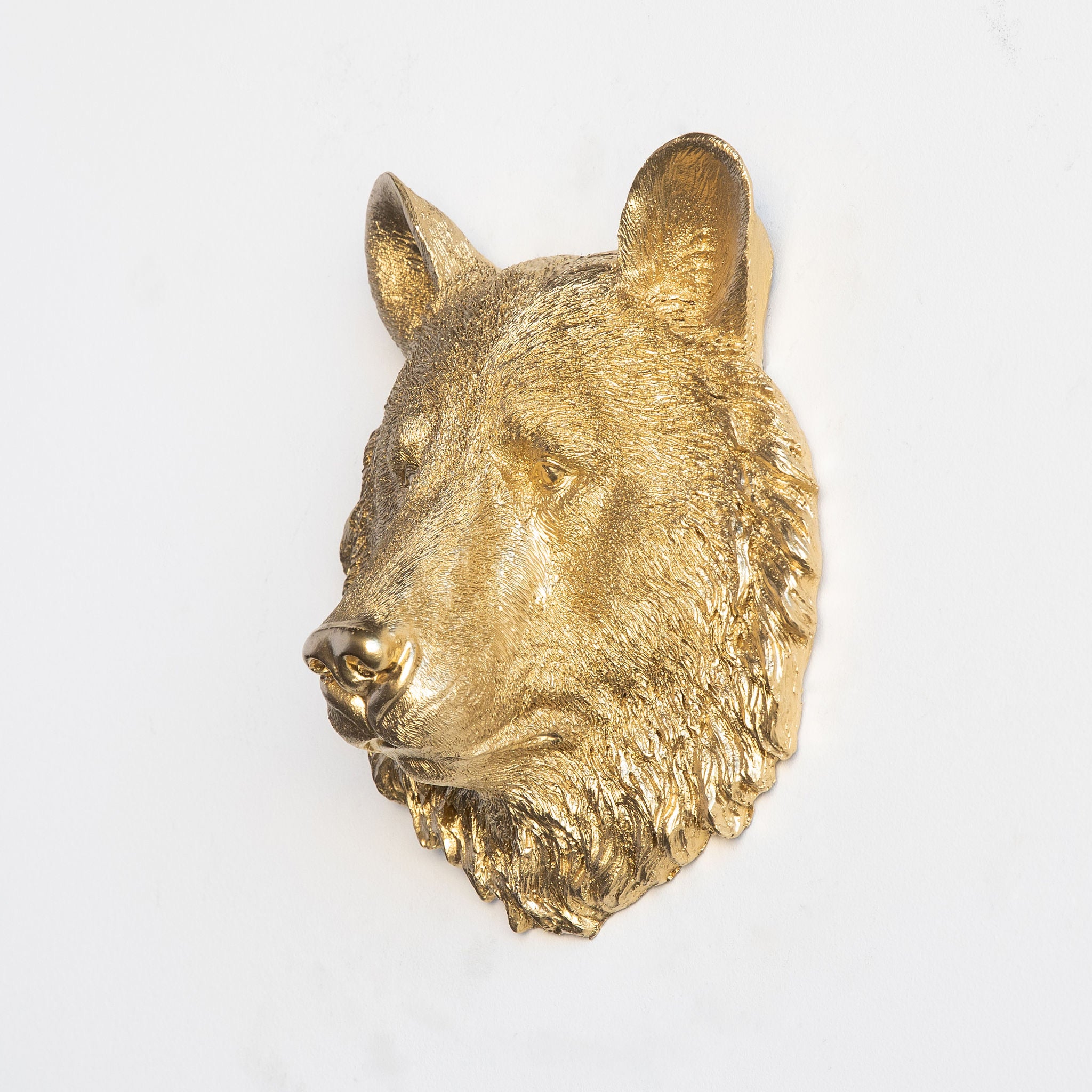Faux Small Bear Head Wall Mount // Gold