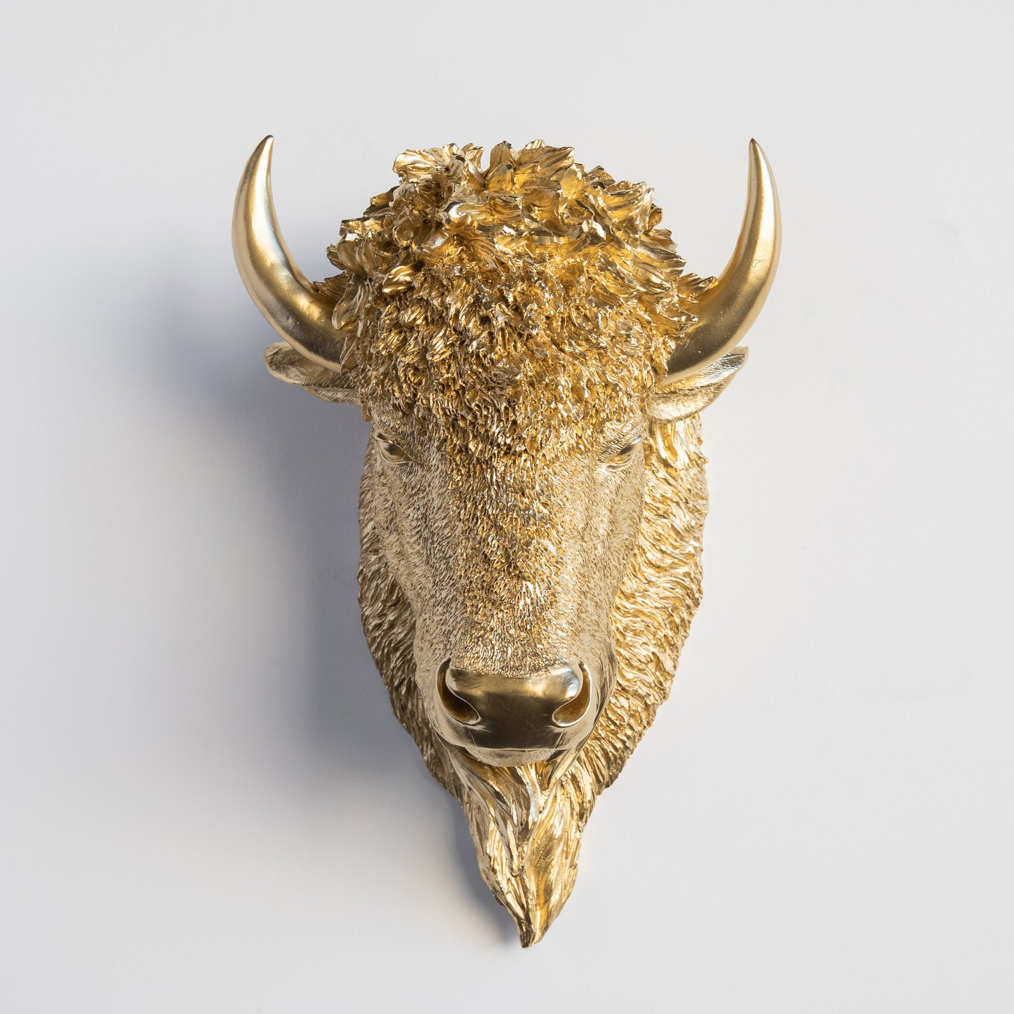 Faux Buffalo Bison Head Wall Mount // Gold
