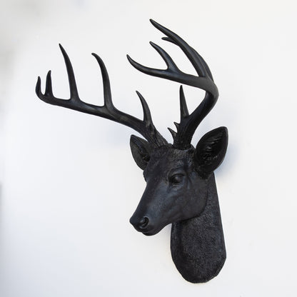Faux Stag Deer Head Wall Mount // Black