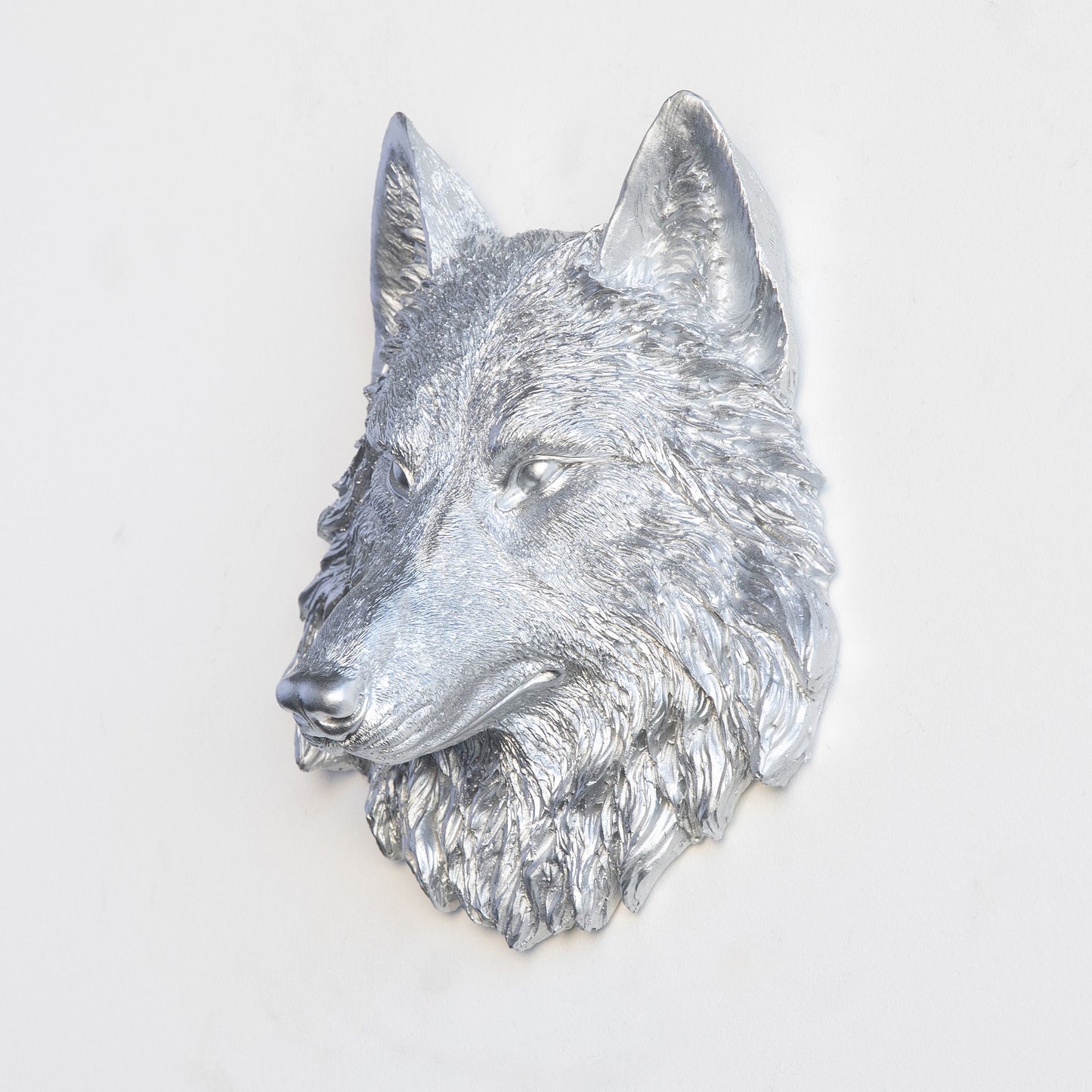 Faux Small Wolf Head Wall Mount // Silver